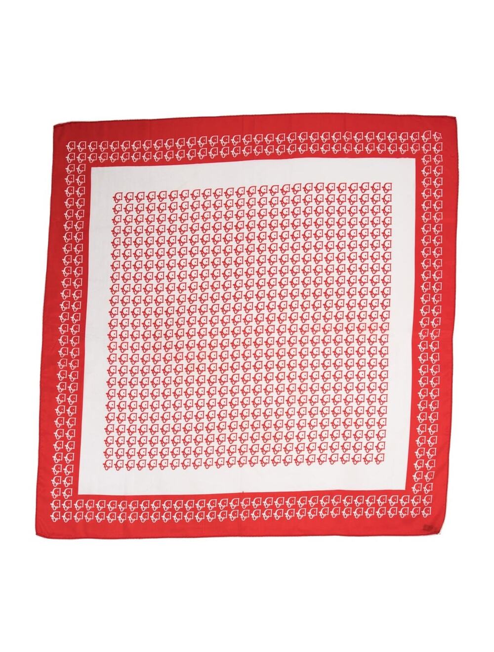 Christian Dior Red White CD Silk Printed Scarf